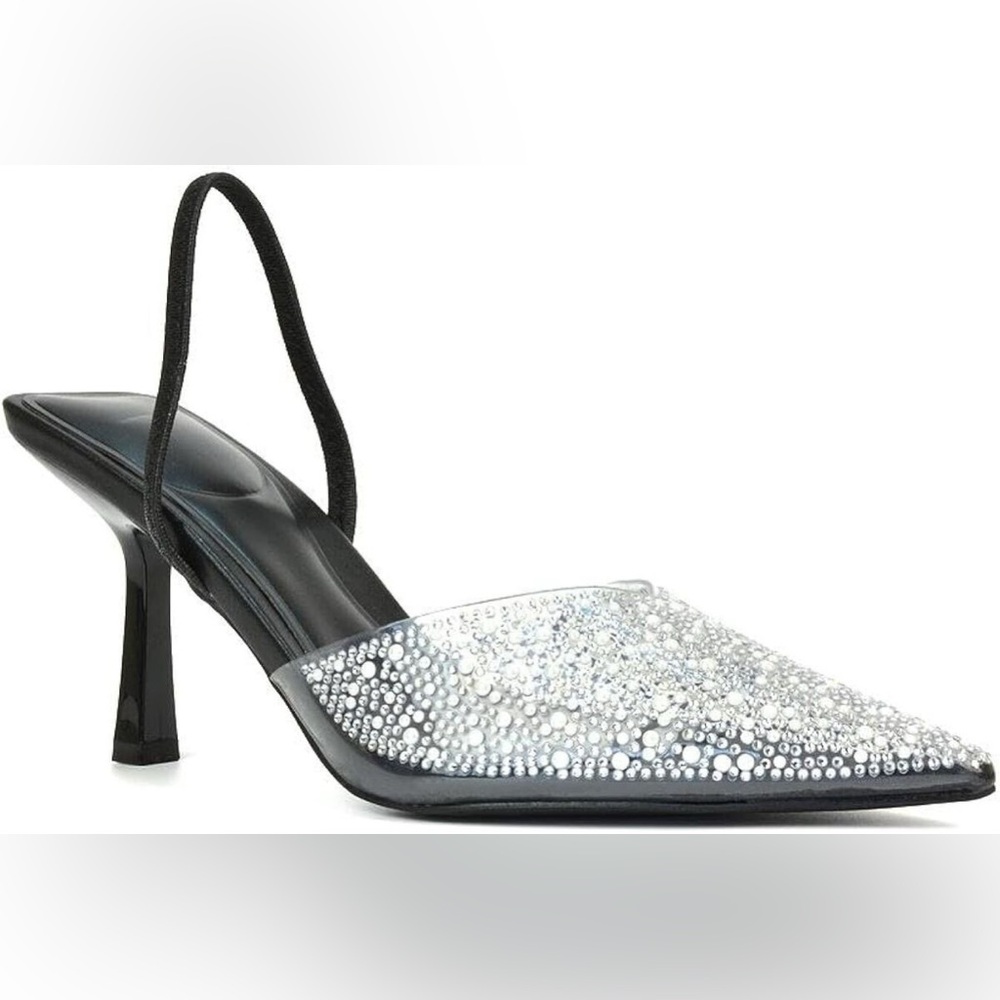 Women Pearl Heeled Slingback High Heels Pointed Size 9 NEW Wedding Stilettos